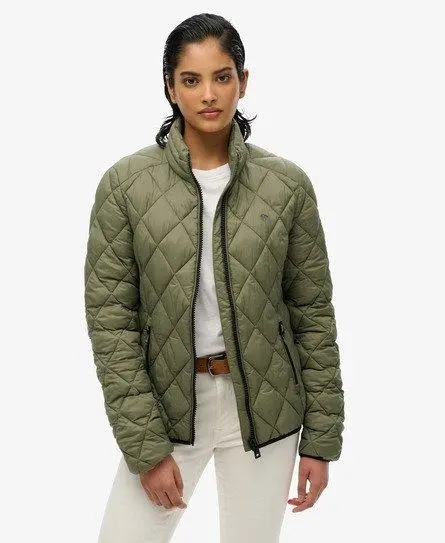 Superdry Women's Diamond Quilt Fuji Lite Jacket Green / Dusty Olive Green -