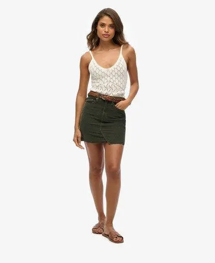 Superdry Women's Denim Mini Skirt Green / Surplus Good Olive Cord - 