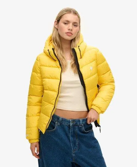 Superdry Women's Hooded Spirit Sports Puffer Jacket Yellow / Nautical Yellow - 