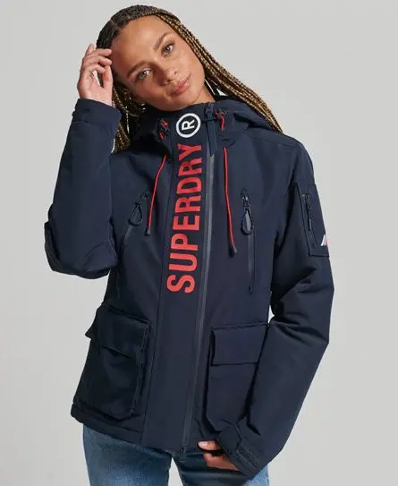 Superdry Women's Hooded Ultimate SD-Windcheater Jacket Navy / Nordic Chrome Navy/Risk Red - 