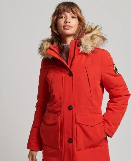 Superdry Women's Everest Parka Coat Red / High Risk Red - 