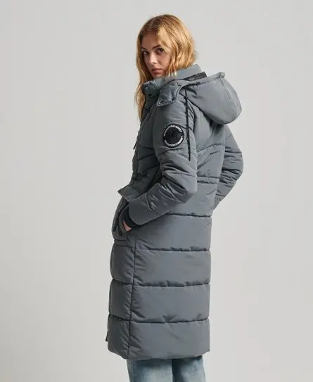 Superdry Women's Longline Everest Coat Dark Grey / Slate - 