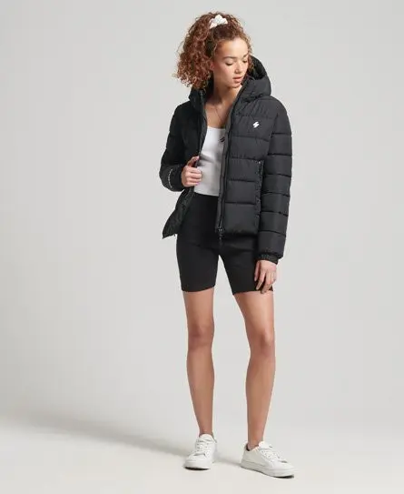 Superdry Women's Hooded Spirit Sports Puffer Jacket Black - 