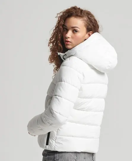 Superdry Women's Hooded Spirit Sports Puffer Jacket White / Optic - 