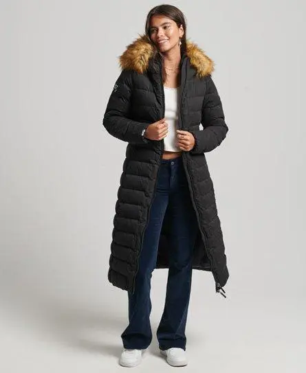 Superdry Women's Arctic Longline Puffer Coat Black - 