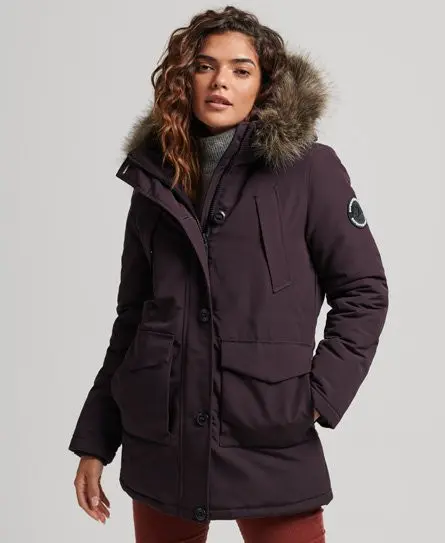 Superdry Women's Everest Parka Coat Purple / Plum - 