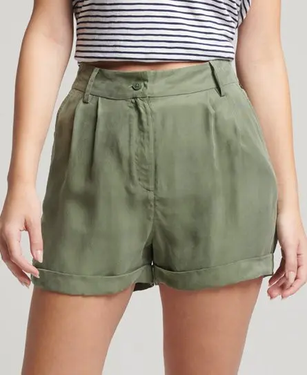 Superdry Women's Cupro Shorts Green / Thyme - 