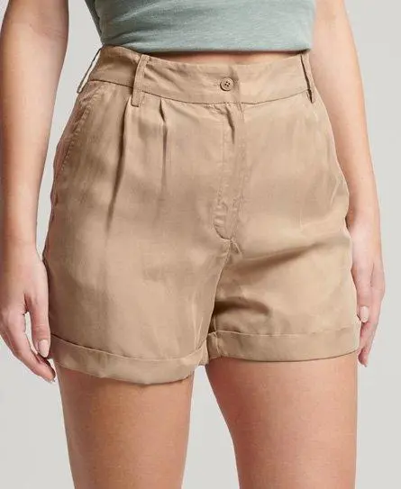 Superdry Women's Cupro Shorts Khaki / Petrified Oak - 