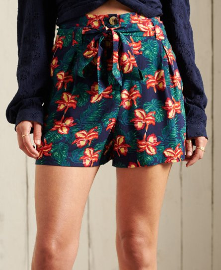 Superdry Women's Printed Paperbag Shorts Navy / Navy Floral - 