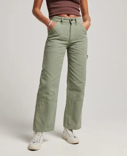 Superdry Women's Organic Cotton High Rise Carpenter Pants Green / Soft Sage - 