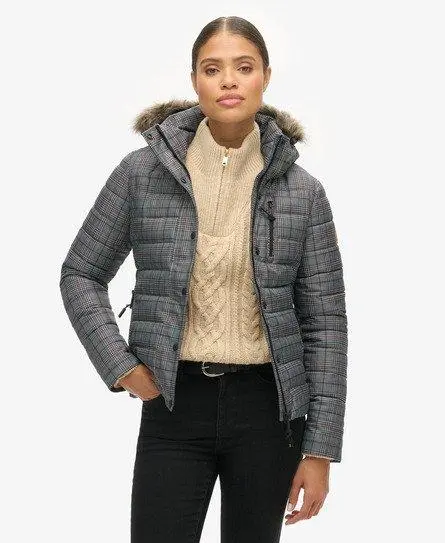 Superdry Women's Tweed Fuji Jacket Multiple Colours / Prince Of Wales Check Blue Mix - 