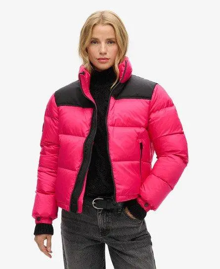 Superdry Women's Sportstyle Code Puffer Jacket Pink / Hot Pink - 