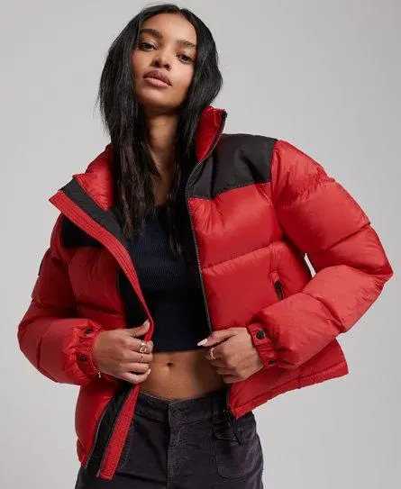 Superdry Women's Sportstyle Code Puffer Jacket Red / High Risk Red - 