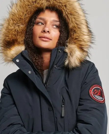 Superdry Women's Hooded Everest Faux Fur Parka Coat Navy / Eclipse Navy - 