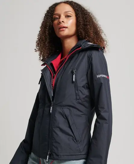 Superdry Women's Hooded Logo Windbreaker Jacket Navy / Eclipse Navy - 