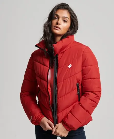 Superdry Women's Non Hooded Sports Puffer Jacket Red / Risk Red - 