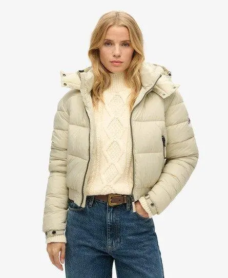 Superdry Women's Fuji Cropped Hooded Jacket Beige / Pelican - 