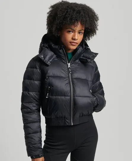 Superdry Women's Fuji Cropped Hooded Jacket Black - 