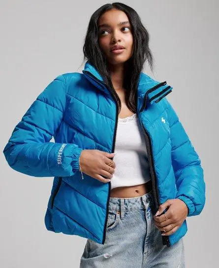 Superdry Women's Blue / Aqua Non Hooded Sports Puffer Jacket - 