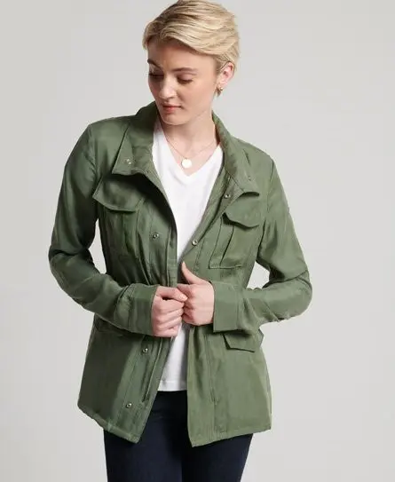 Superdry Women's Cupro M65 Jacket Green / Thyme - 