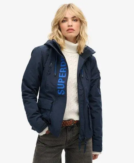 Superdry Women's Hooded Ultimate SD-Windcheater Jacket Blue / Nordic Chrome Navy/Mazarine Blue - 