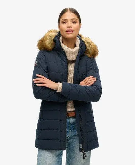 Superdry Women's Arctic Tall Puffer Coat Navy - 