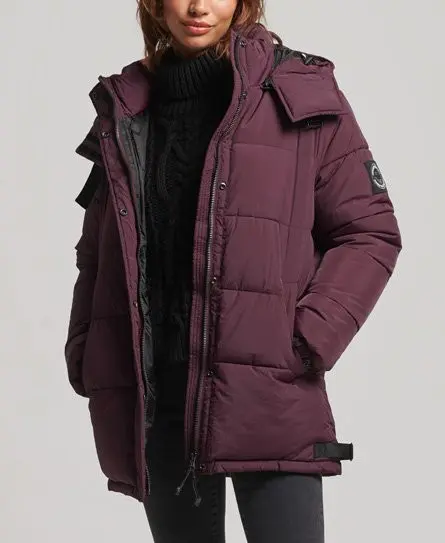 Superdry Women's Expedition Cocoon Padded Coat Red / Port - 