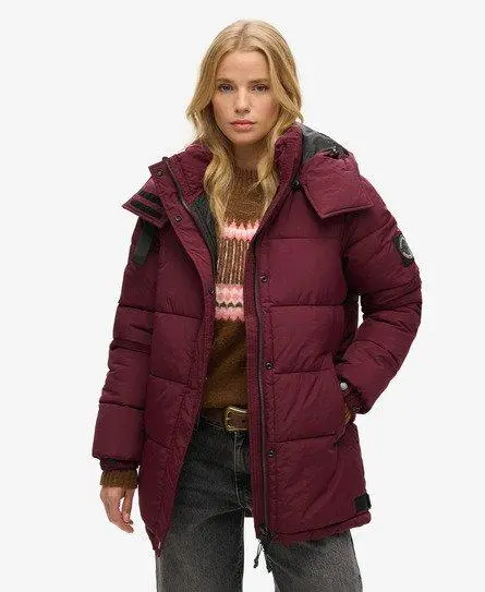 Superdry Women's Expedition Cocoon Padded Coat Red / Port - 