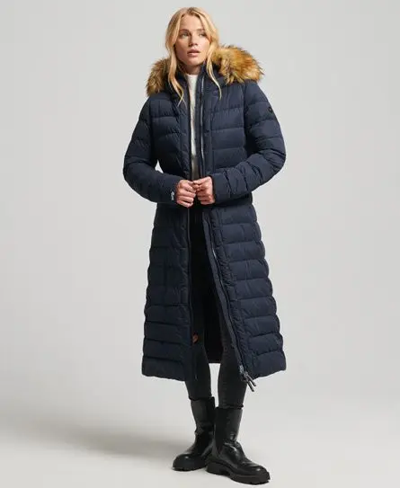 Superdry Women's Arctic Longline Puffer Coat Navy - 