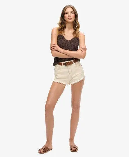 Superdry Women's Cut Off Shorts Cream / Unbleached - 