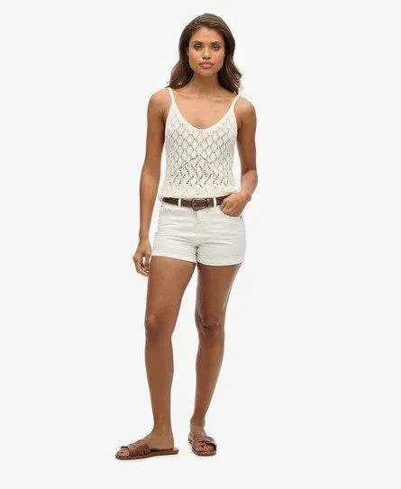 Superdry Women's White / Denim Optic White Steph Boyfriend Short - 