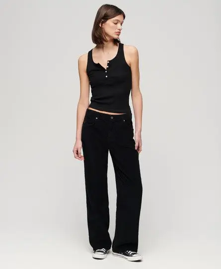 Superdry Women's Vintage Wide Leg Cord Trousers Black - 