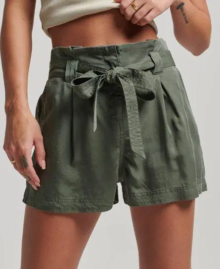 Superdry Women's Vintage Paperbag Shorts Green / Thyme - 