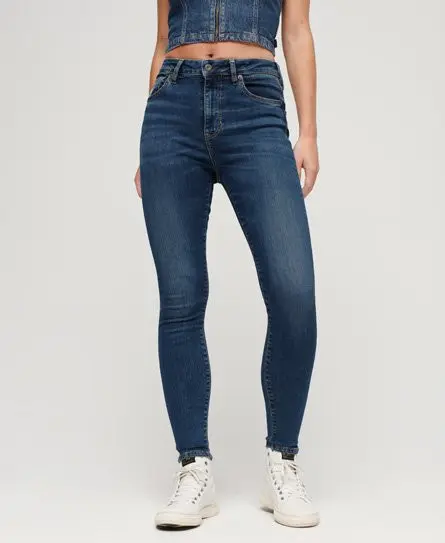 Superdry Women's Cotton High Rise Skinny Denim Jeans Blue / Salem Mid Blue Organic - 
