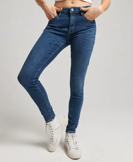 Superdry Women's Organic Cotton Vintage Mid Rise Skinny Jeans Dark Blue / Fulton Vintage Blue - 