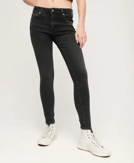 Superdry Women's Women's Cotton Vintage Mid Rise Skinny Jeans Black / Walcott Black Stone Organic - 