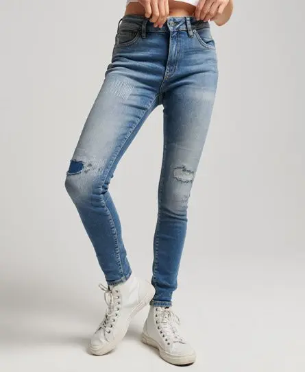 Superdry Women's Cotton Vintage Mid Rise Skinny Jeans Dark Blue / Prince Mid Blue Organic - 