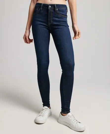 Superdry Women's Organic Cotton Vintage Mid Rise Skinny Jeans Dark Blue / Van Dyke Mid Used - 