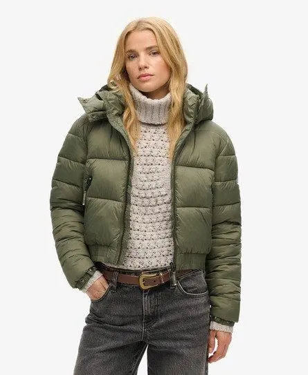 Superdry Women's Fuji Cropped Hooded Jacket Green / Dusty Olive - 