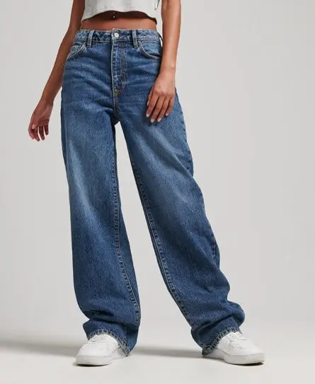 Superdry Women's Organic Cotton Wide Leg Jeans Dark Blue / Fulton Vintage Blue - 
