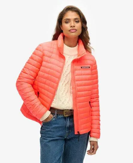 Superdry Women's Tech Core Down Jacket Cream / Hyper Fire Coral - 