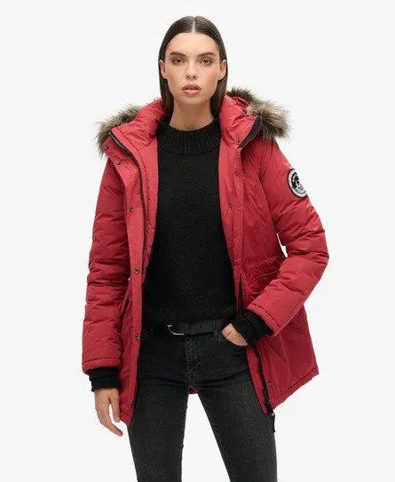 Superdry Women's Ashley Everest Parka Coat Red / Brick Red - 