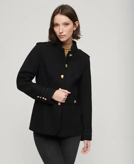 Superdry Women's Short Military Wool Coat Black - 