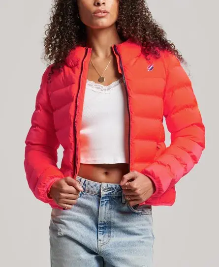 Superdry Women's Heat Sealed Padded Jacket Cream / Hyper Fire Coral - 