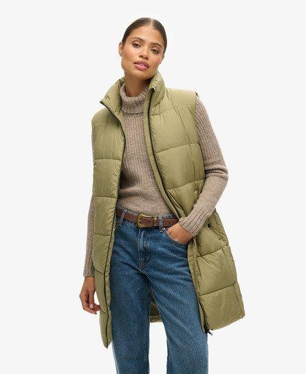 Superdry Women's Longline Quilted Gilet Green / Tornado Green - 