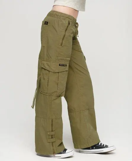 Superdry Women's Low Rise Wide Leg Cargo Pants Green / Trekking Olive - 