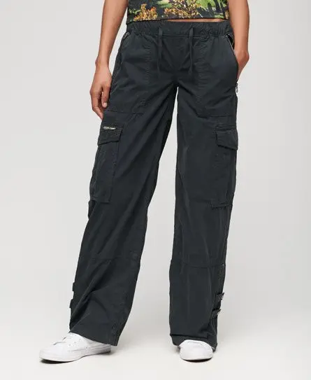 Superdry Women's Low Rise Wide Leg Cargo Pants Navy / Eclipse Navy - 