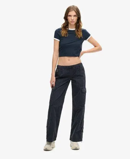 Superdry Women's Low Rise Wide Leg Cargo Pants Navy / Eclipse Navy - 