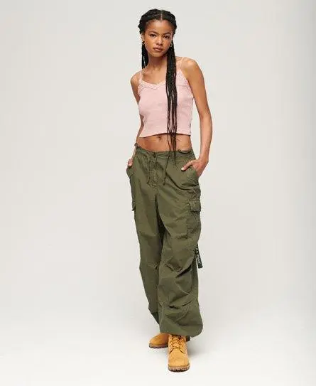 Superdry Women's Baggy Parachute Pants Green / Olive Night - 