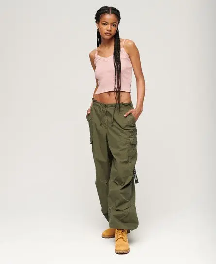 Superdry Women's Baggy Parachute Pants Green / Olive Night - 